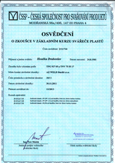 Certifikát společnosti DHPLAST